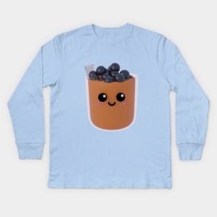 Cute boba milk tea Kids Long Sleeve T-Shirt